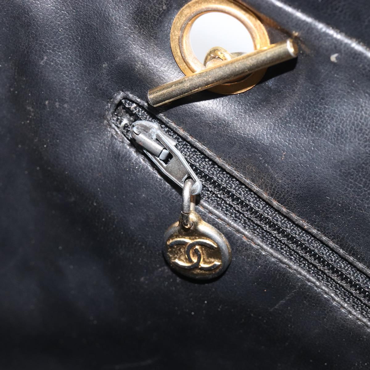 CHANEL Matelasse Chain Shoulder Bag Lamb Skin Black Gold CC Auth BA16693