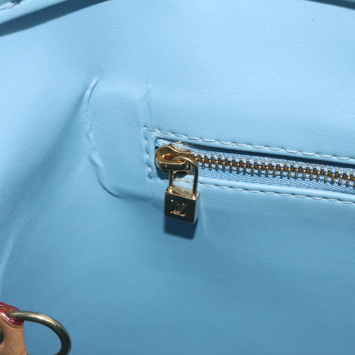 LOUIS VUITTON Monogram Vernis Houston Hand Bag Baby Blue M91005 LV Auth BA16696