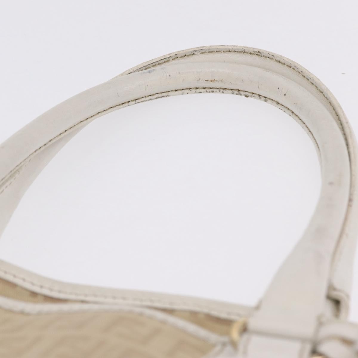 FENDI Zucchino Canvas Hand Bag Beige Gold Auth BA16701