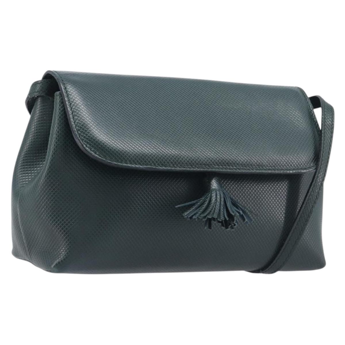 Bottega Veneta Marco Polo Shoulder Bag Leather Green Gold Auth BA16706
