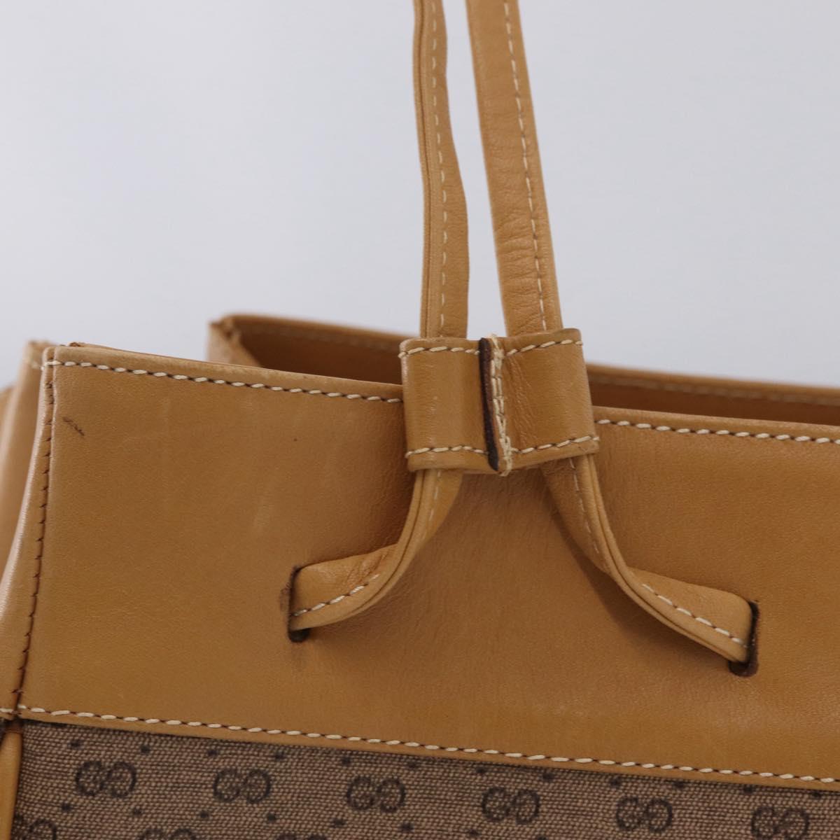 GUCCI Micro GG Supreme Shoulder Bag PVC Beige Gold Auth BA16707