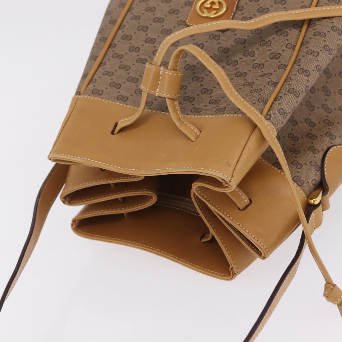 GUCCI Micro GG Supreme Shoulder Bag PVC Beige Gold Auth BA16707