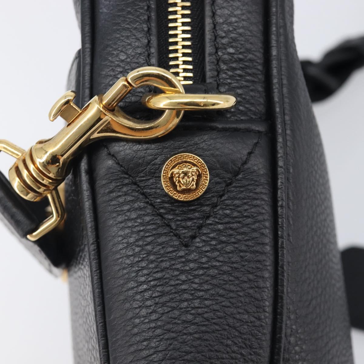 VERSACE Shoulder Bag Leather Black Gold Auth BA16708A