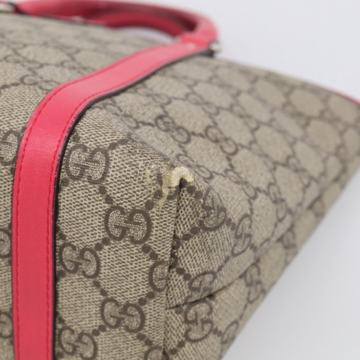 GUCCI GG Supreme Hand Bag PVC Beige Silver 297557 Auth BA16709