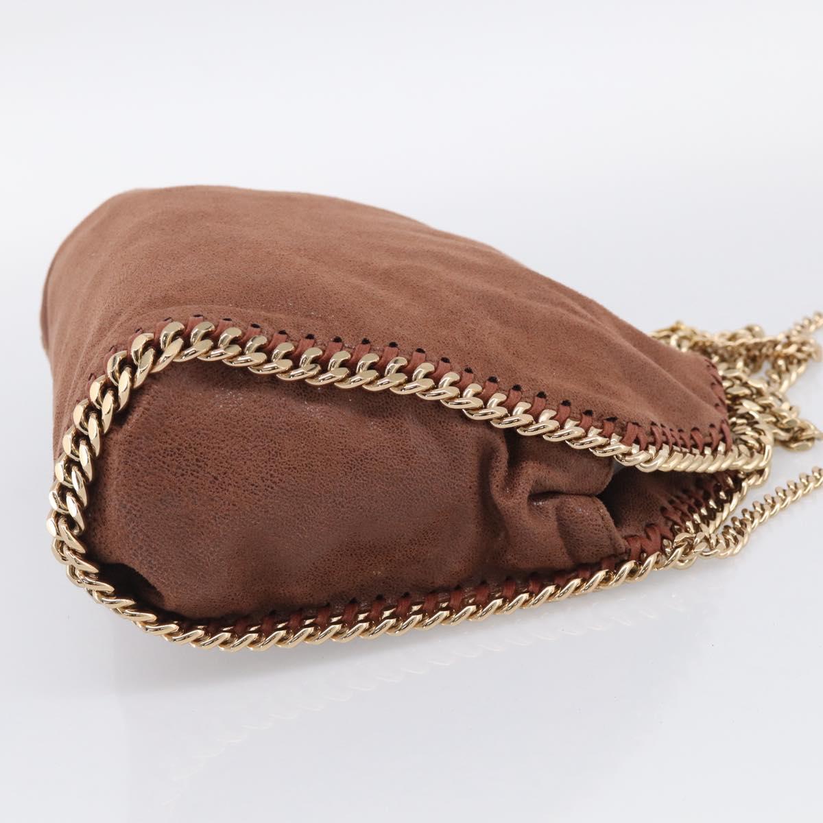 Stella McCartney Falabella Chain Bag Polyester Brown Gold 371223 Auth BA16710A