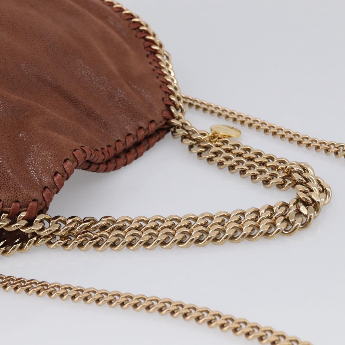 Stella McCartney Falabella Chain Bag Polyester Brown Gold 371223 Auth BA16710A