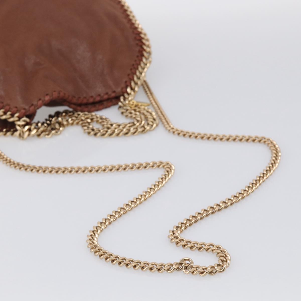 Stella McCartney Falabella Chain Bag Polyester Brown Gold 371223 Auth BA16710A
