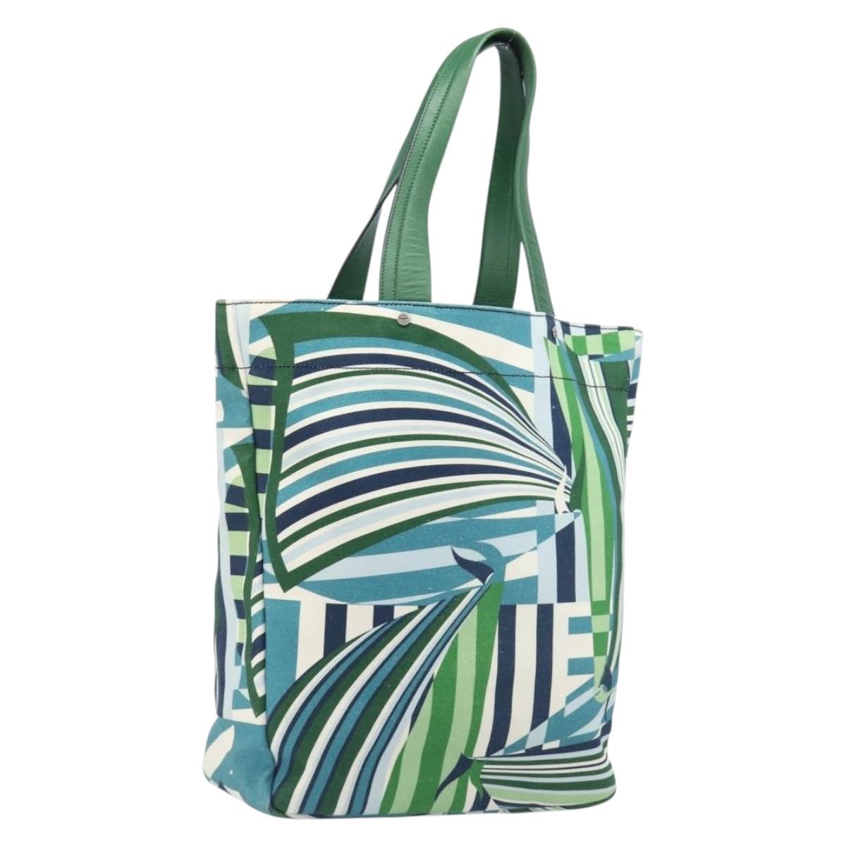 Salvatore Ferragamo Tote Bag Canvas Green Silver Auth BA16713A