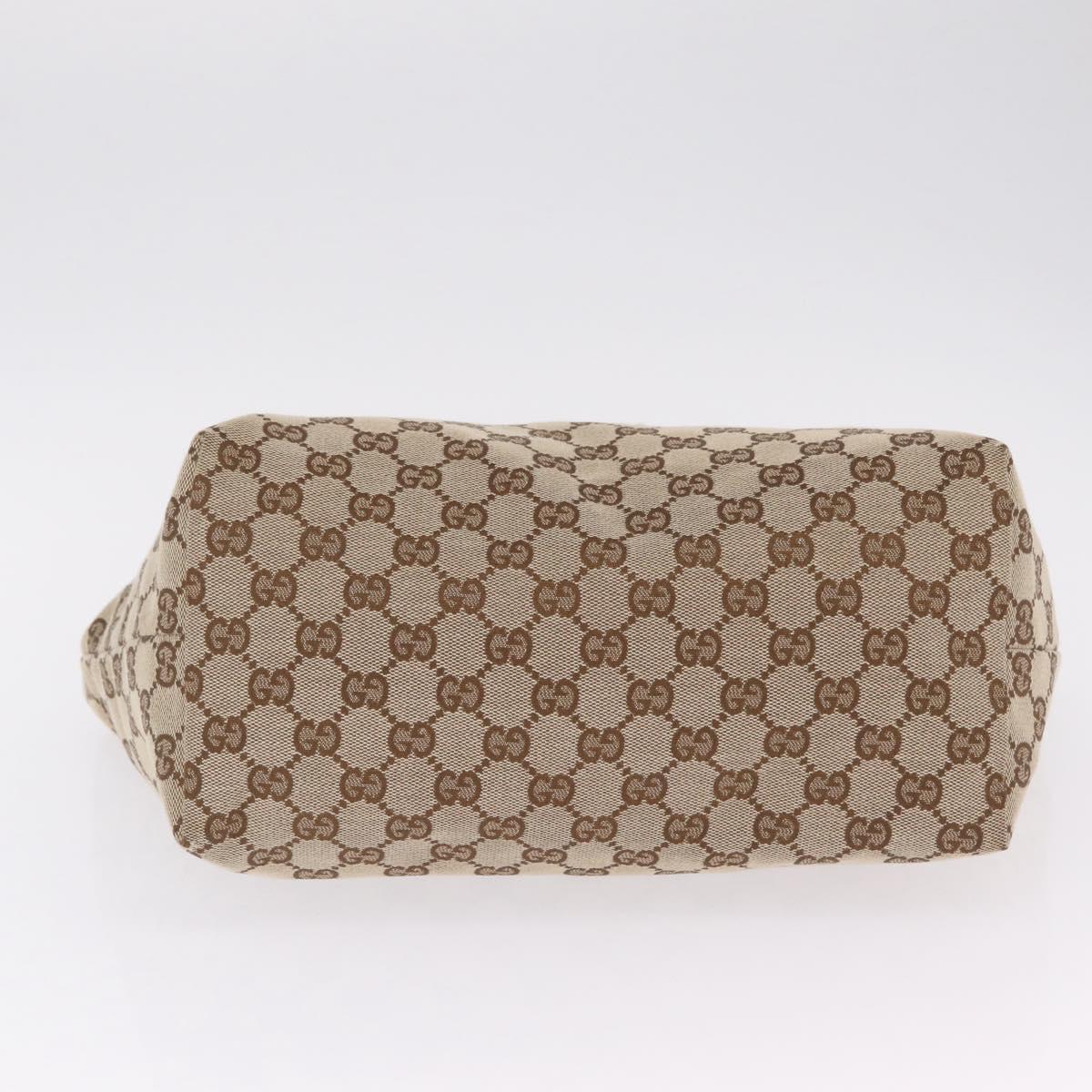 GUCCI GG Canvas Tote Bag Beige Gold 211976 Auth BA16715A