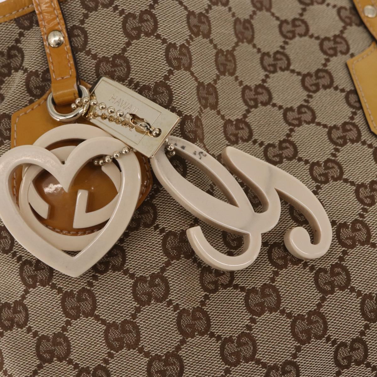 GUCCI GG Canvas Tote Bag Beige Gold 211976 Auth BA16715A