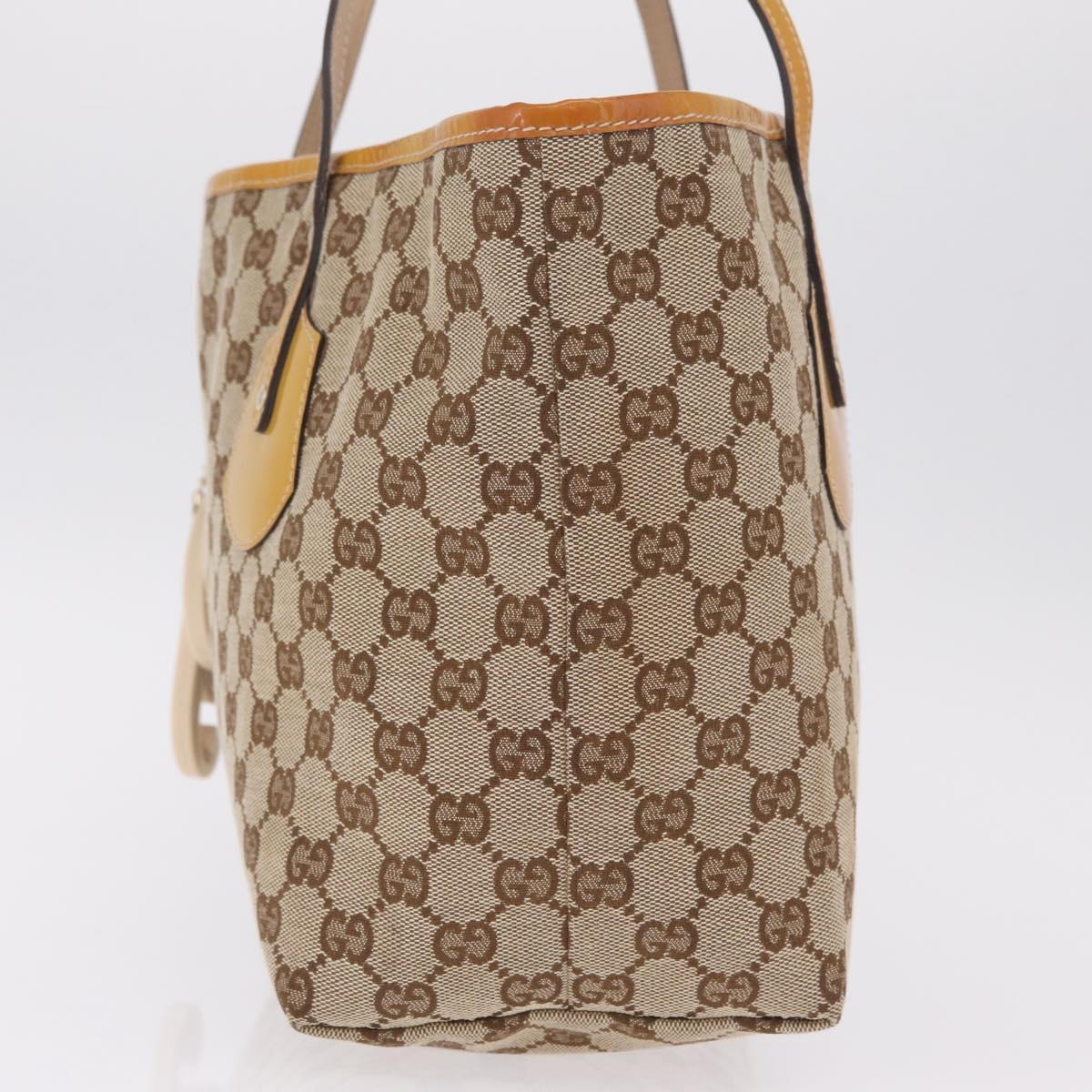 GUCCI GG Canvas Tote Bag Beige Gold 211976 Auth BA16715A