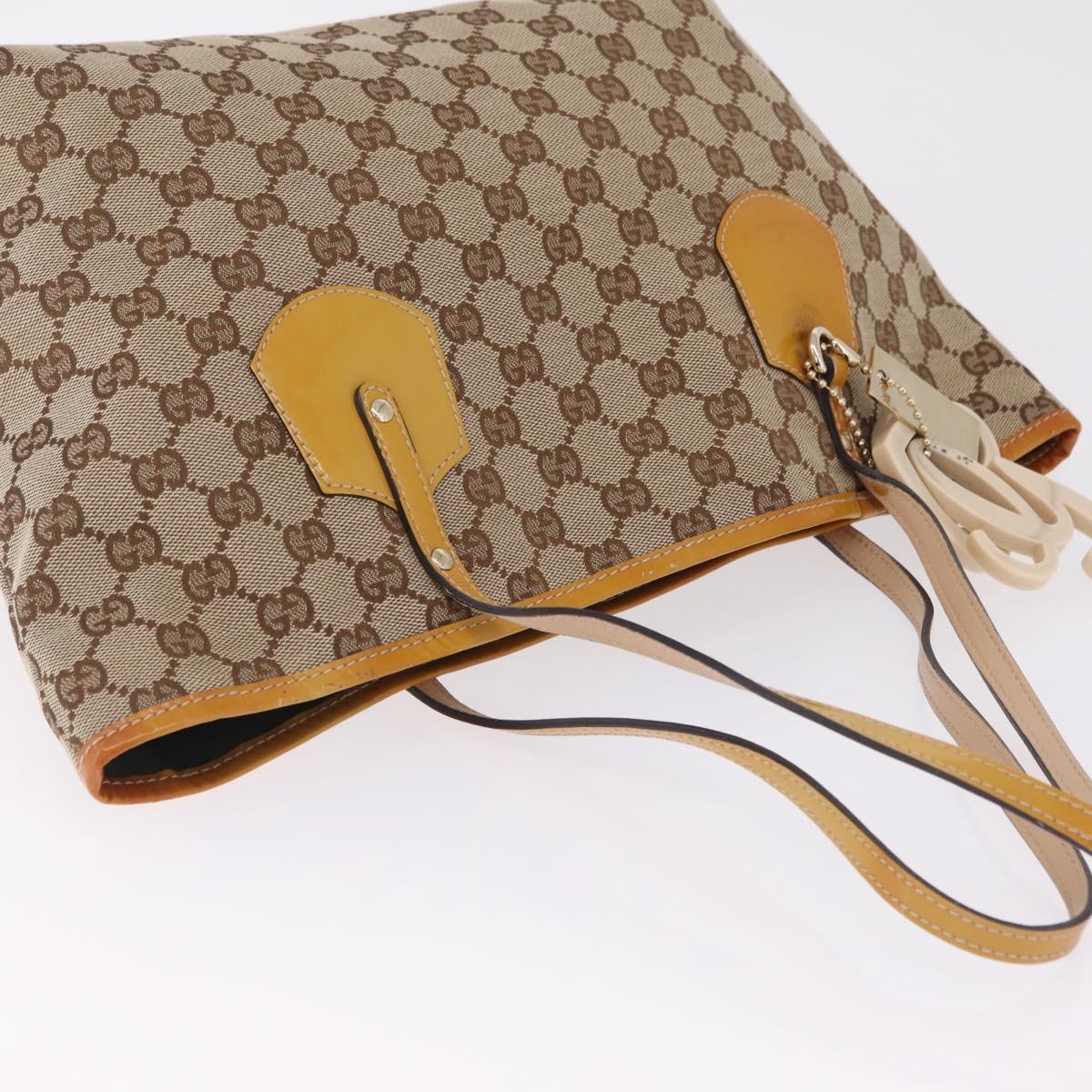 GUCCI GG Canvas Tote Bag Beige Gold 211976 Auth BA16715A