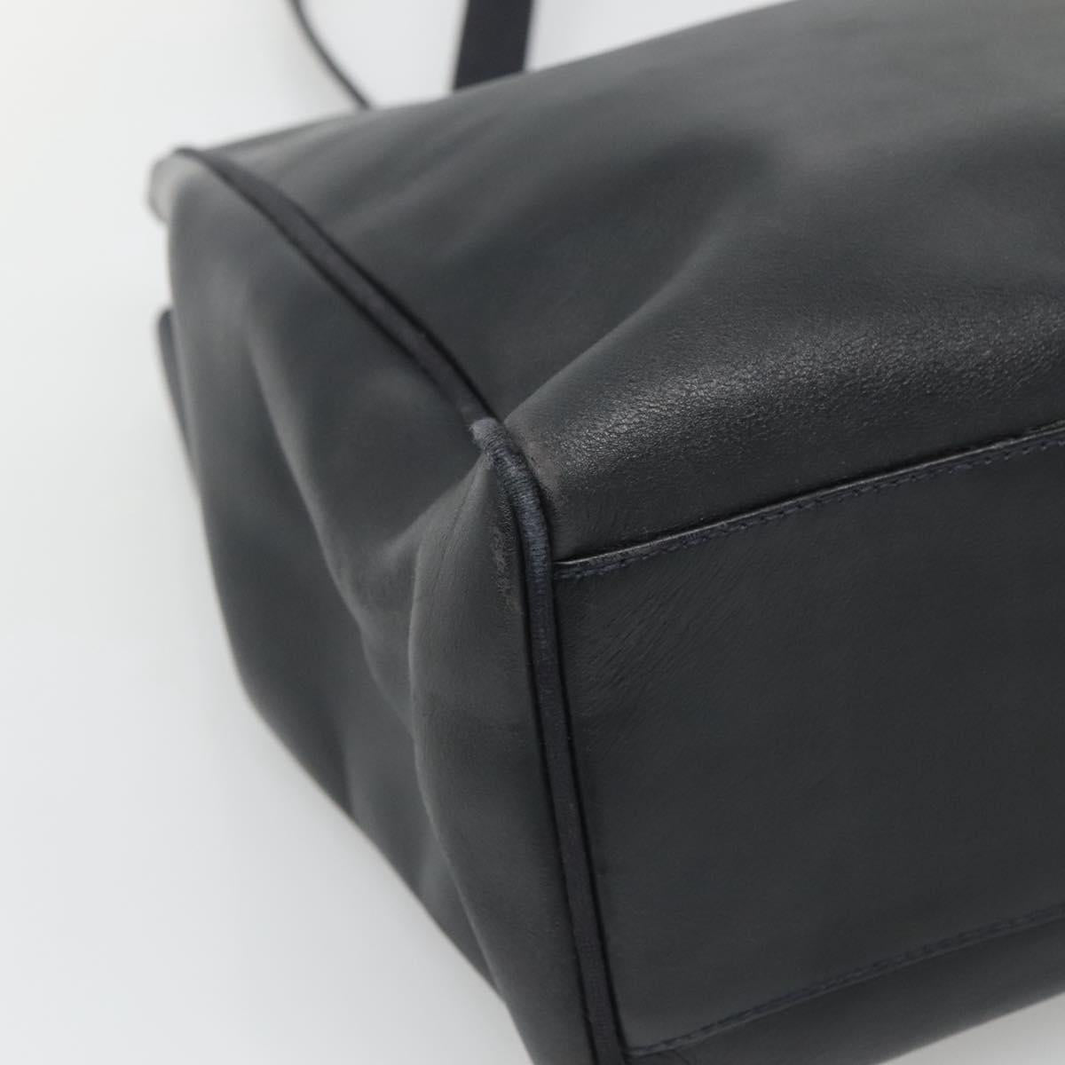 Salvatore Ferragamo Vala Tote Bag Leather Black Gold Auth BA1672