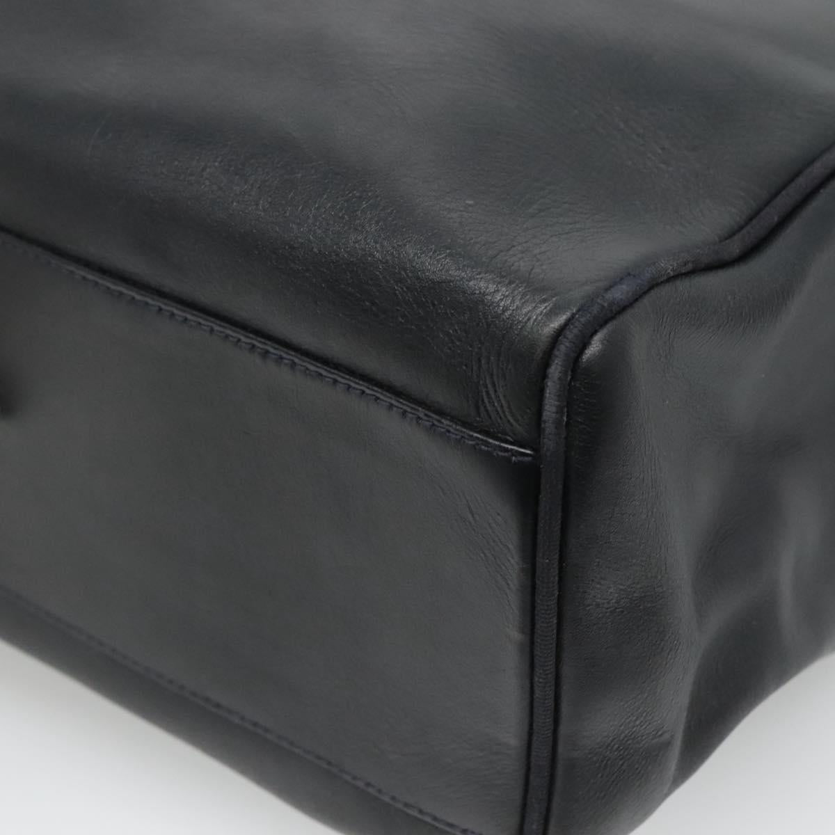 Salvatore Ferragamo Vala Tote Bag Leather Black Gold Auth BA1672