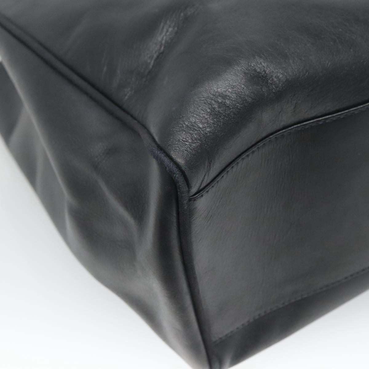 Salvatore Ferragamo Vala Tote Bag Leather Black Gold Auth BA1672