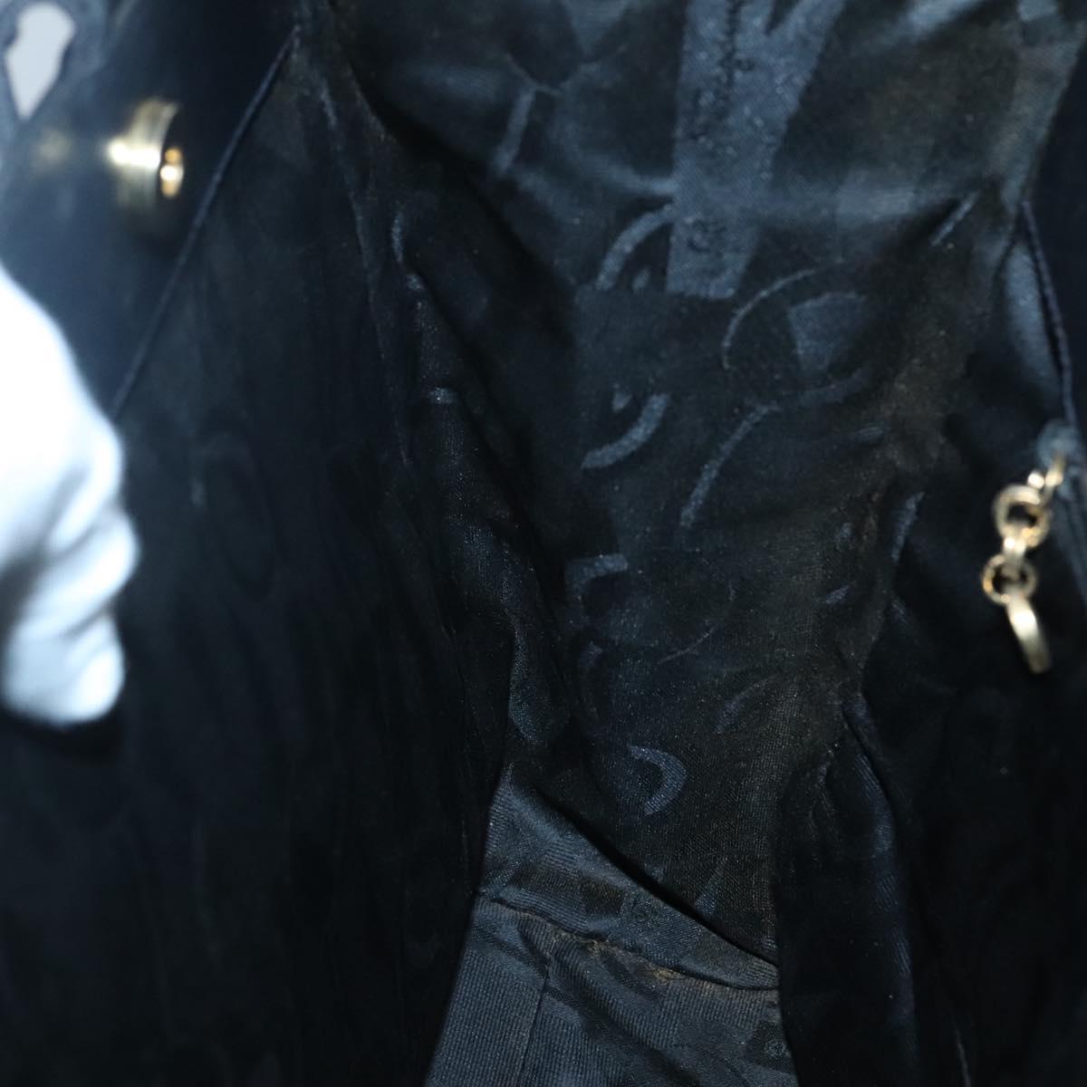 Salvatore Ferragamo Vala Tote Bag Leather Black Gold Auth BA1672