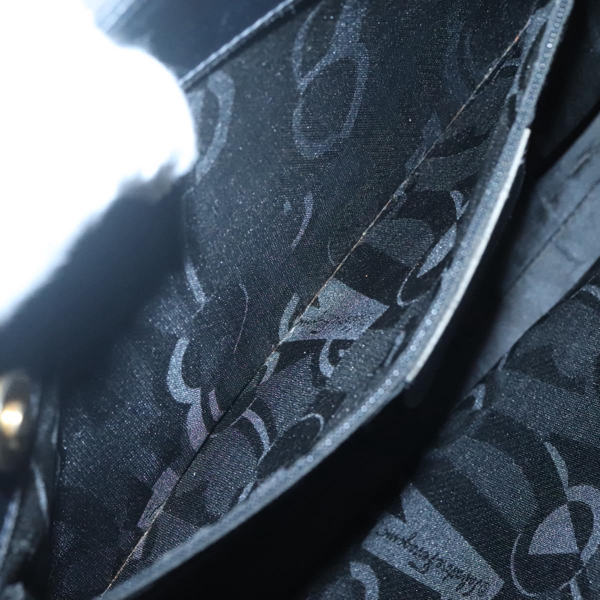 Salvatore Ferragamo Vala Tote Bag Leather Black Gold Auth BA1672