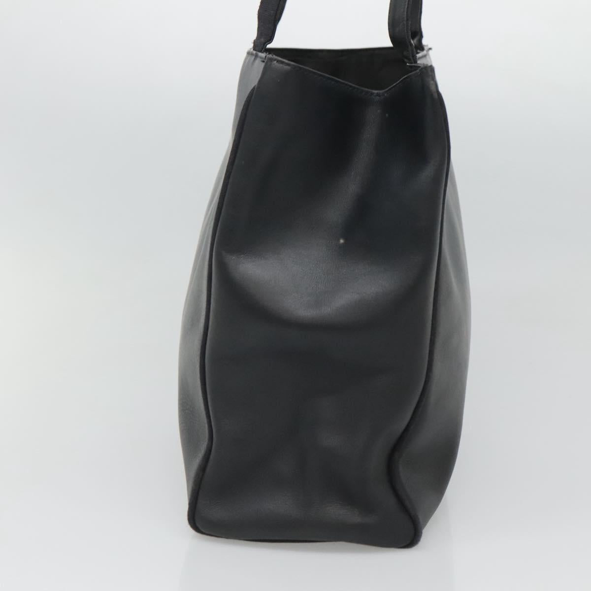 Salvatore Ferragamo Vala Tote Bag Leather Black Gold Auth BA1672