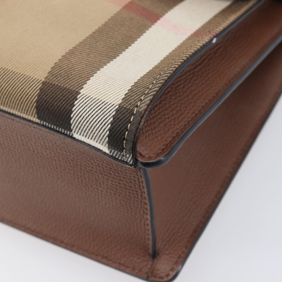 BURBERRY Nova Check Shoulder Bag Canvas Beige Gold Auth BA16725A