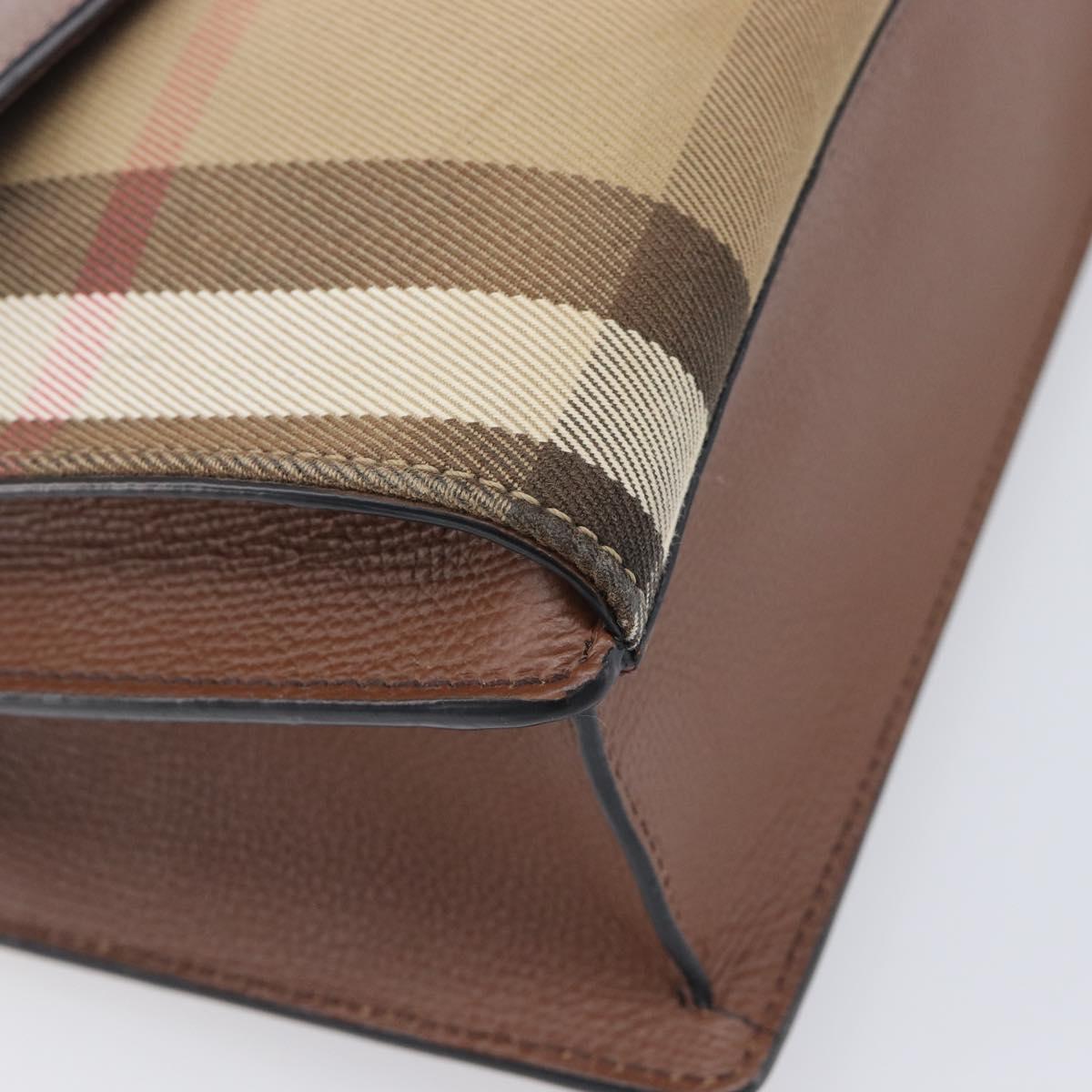BURBERRY Nova Check Shoulder Bag Canvas Beige Gold Auth BA16725A
