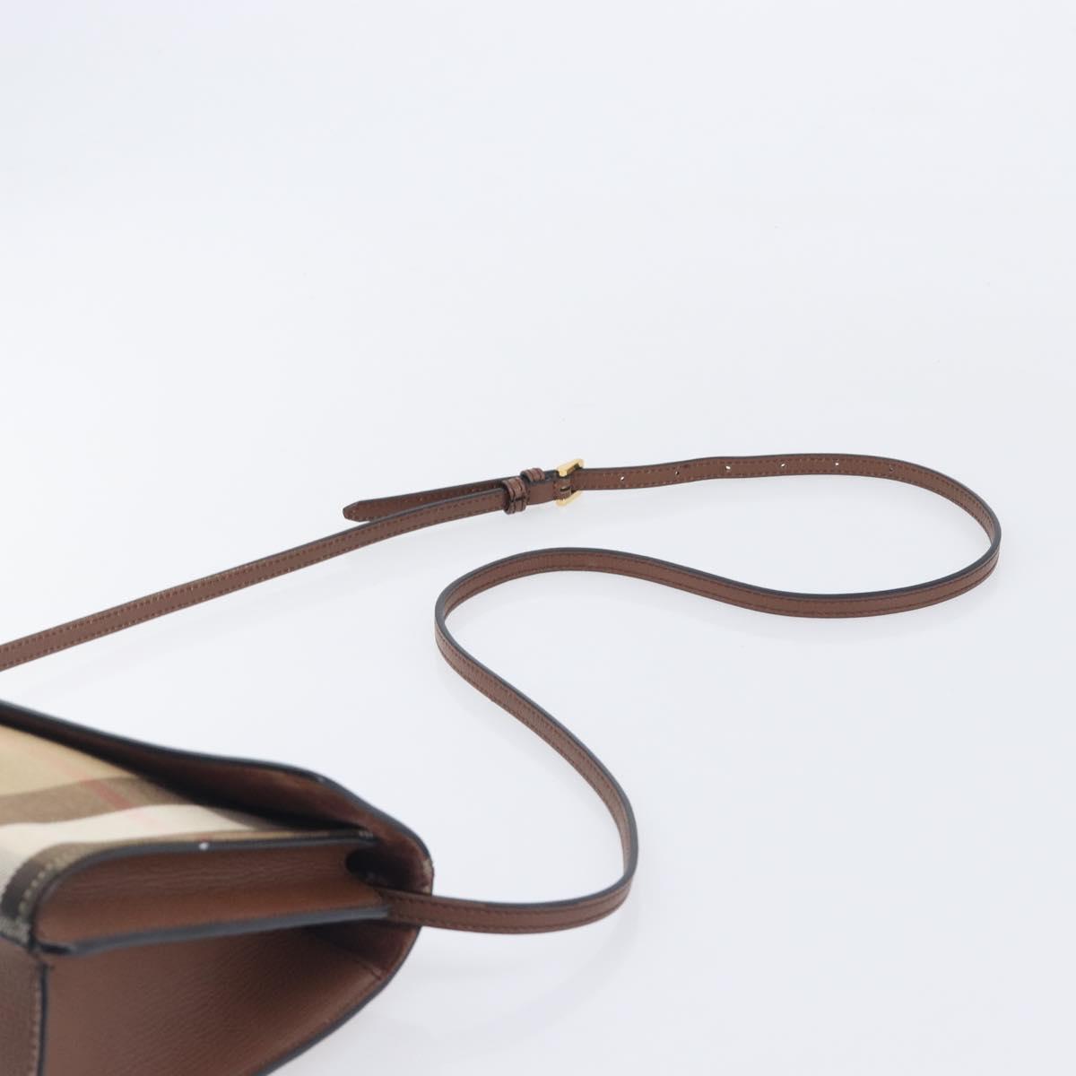 BURBERRY Nova Check Shoulder Bag Canvas Beige Gold Auth BA16725A