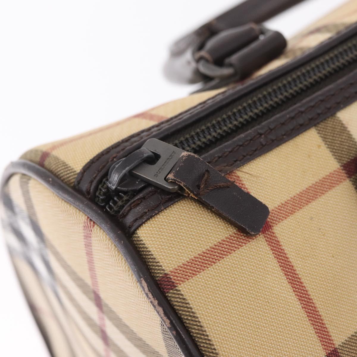 BURBERRY Nova Check Hand Bag PVC Beige Auth BA16734