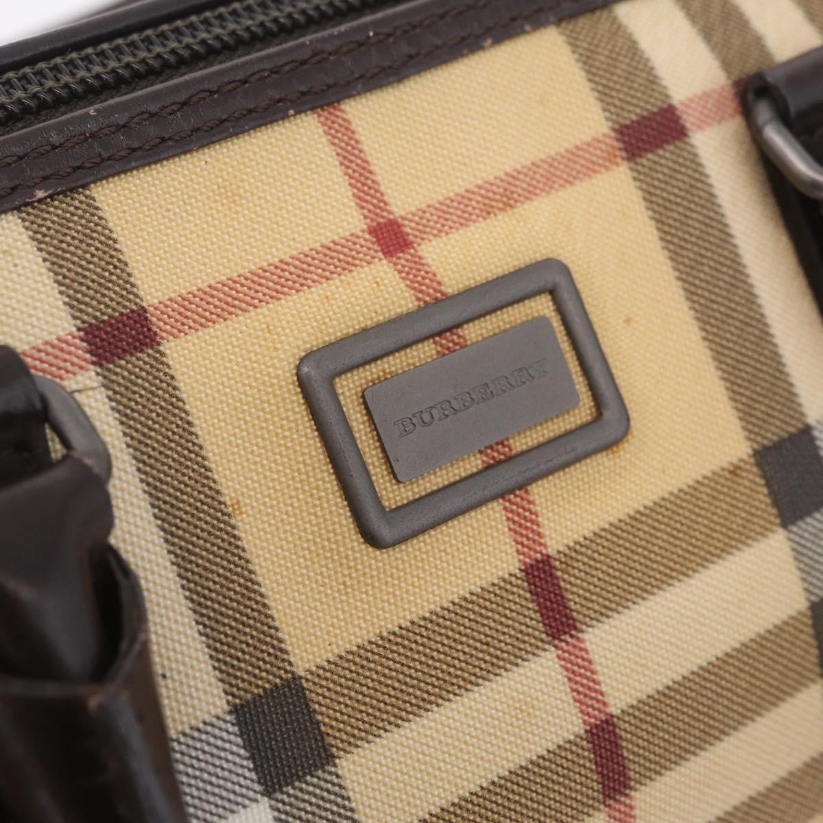 BURBERRY Nova Check Hand Bag PVC Beige Auth BA16734