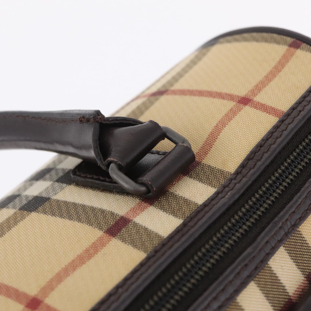 BURBERRY Nova Check Hand Bag PVC Beige Auth BA16734