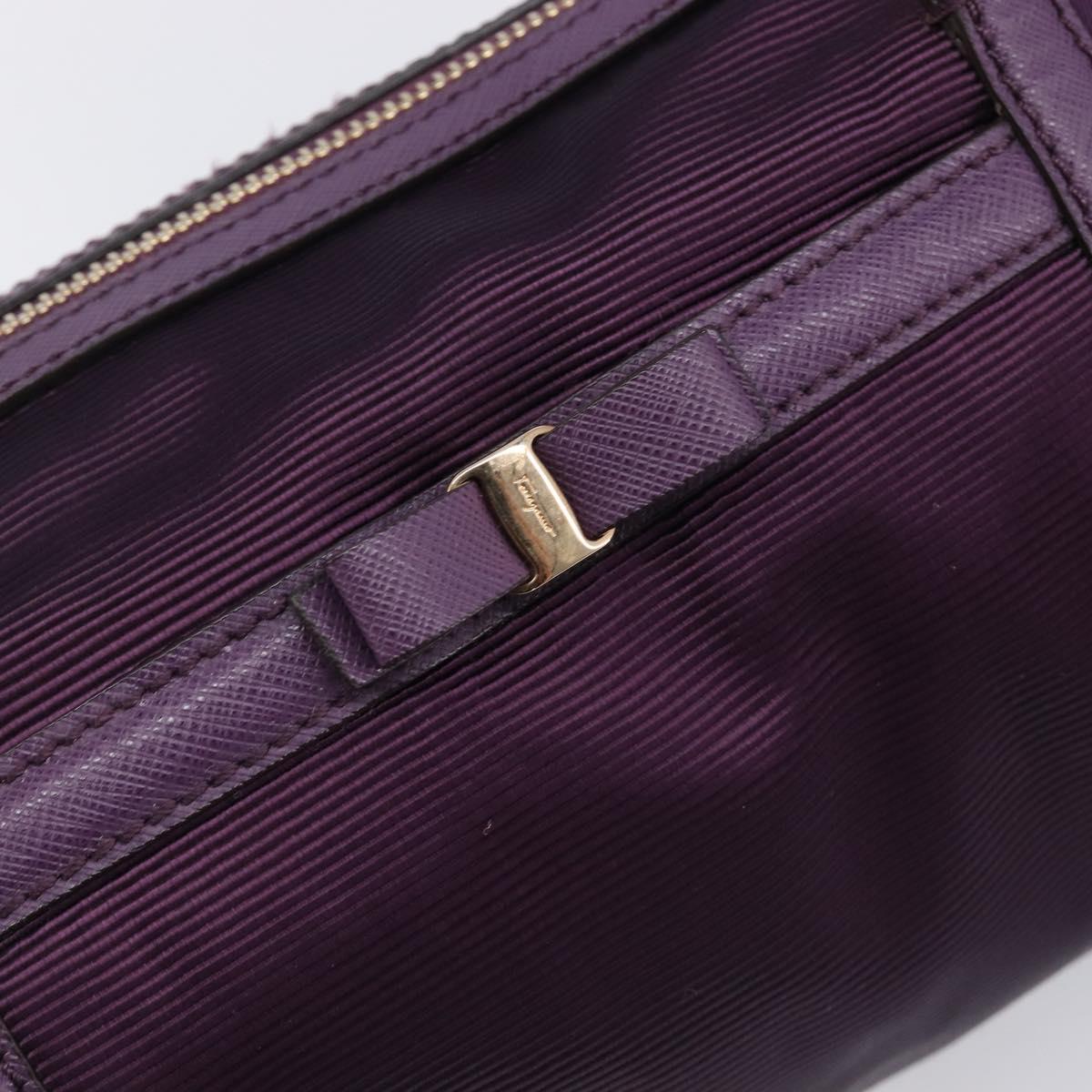 Salvatore Ferragamo Vala Hand Bag Nylon Purple Gold Auth BA16735A