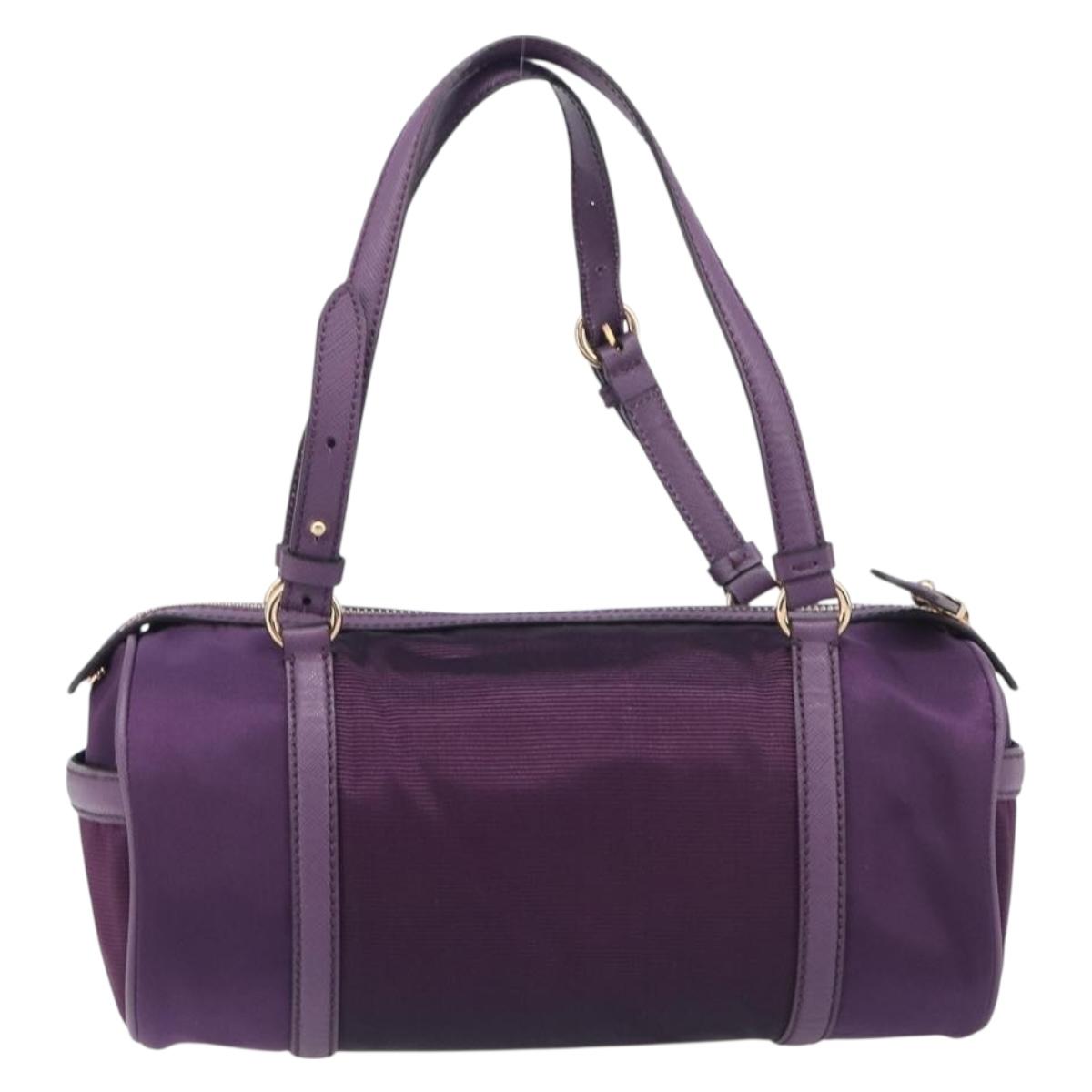 Salvatore Ferragamo Vala Hand Bag Nylon Purple Gold Auth BA16735A