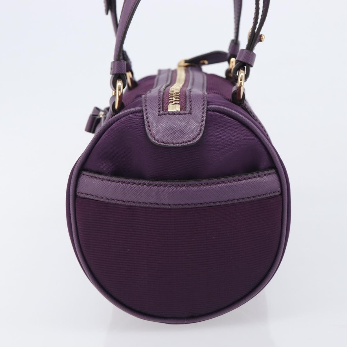 Salvatore Ferragamo Vala Hand Bag Nylon Purple Gold Auth BA16735A