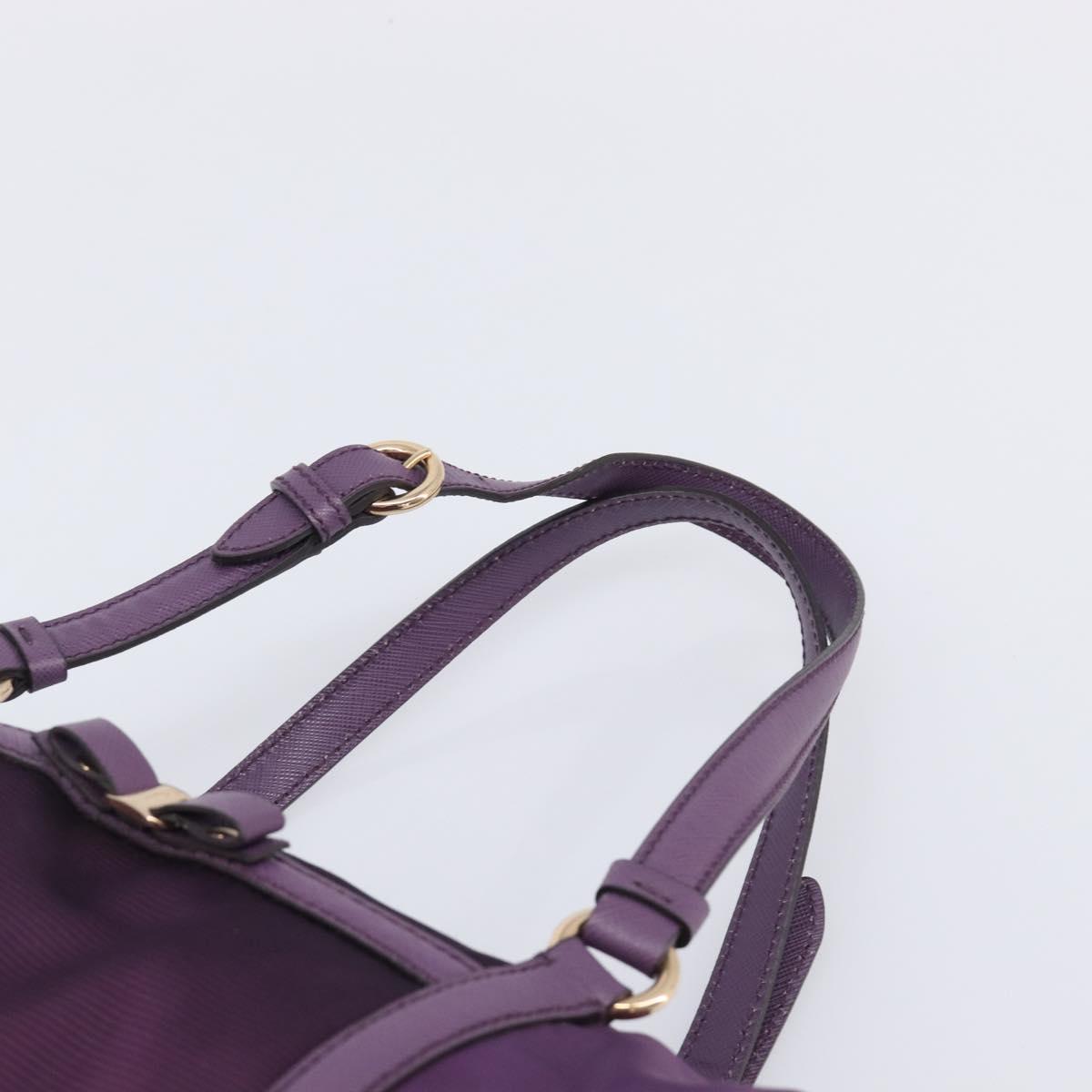 Salvatore Ferragamo Vala Hand Bag Nylon Purple Gold Auth BA16735A