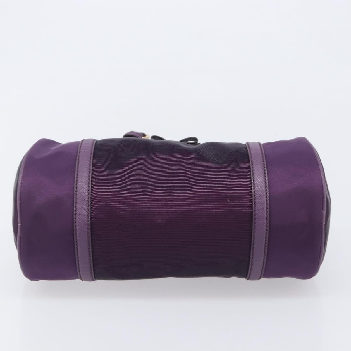 Salvatore Ferragamo Vala Hand Bag Nylon Purple Gold Auth BA16735A