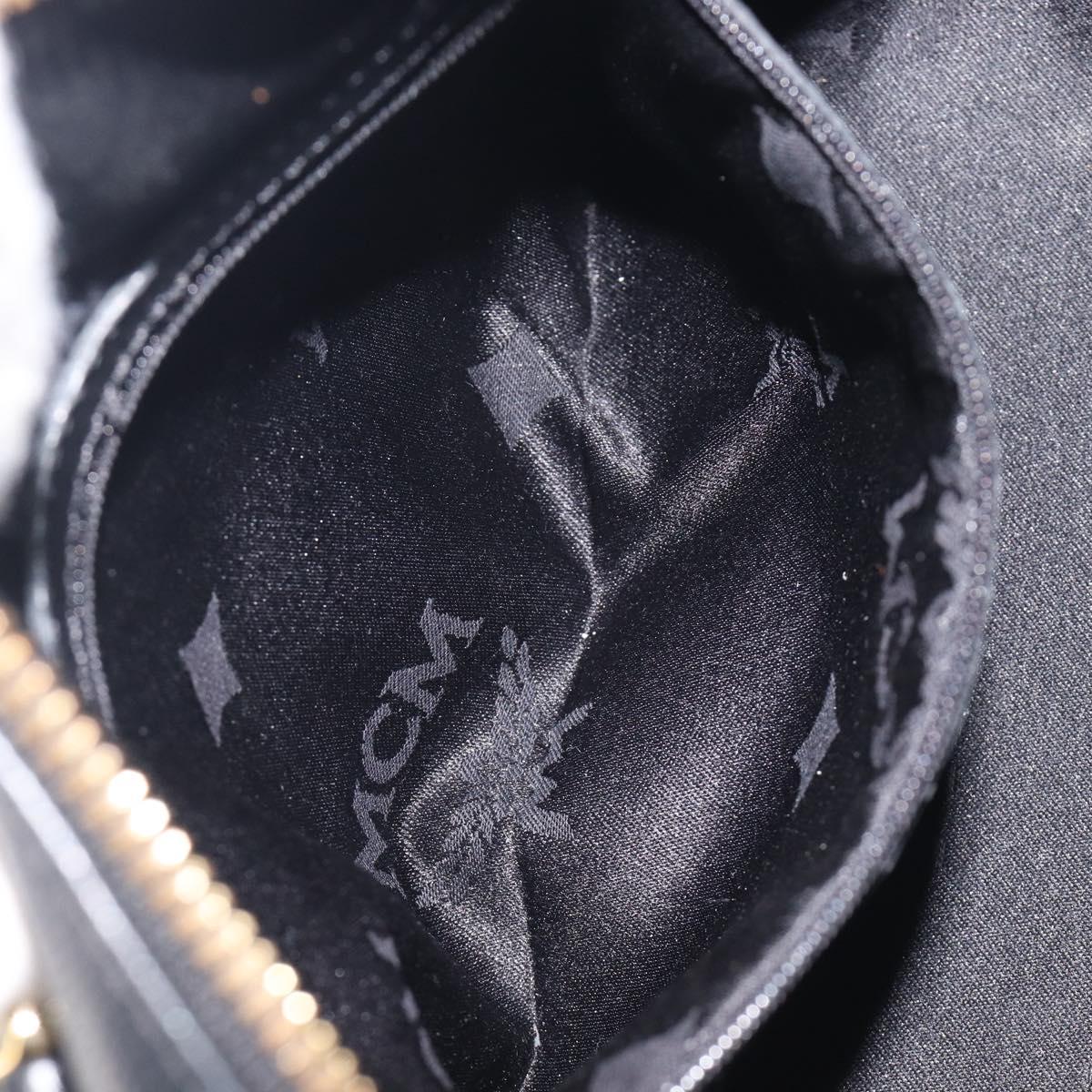 MCM Hand Bag Leather Black Gold Auth BA16736A
