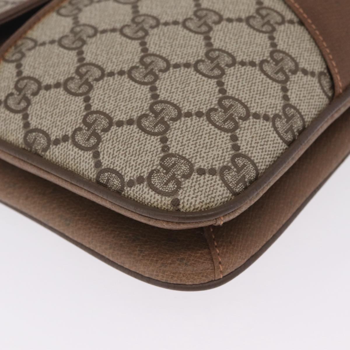 GUCCI GG Supreme Shoulder Bag PVC Beige Gold Auth BA16738