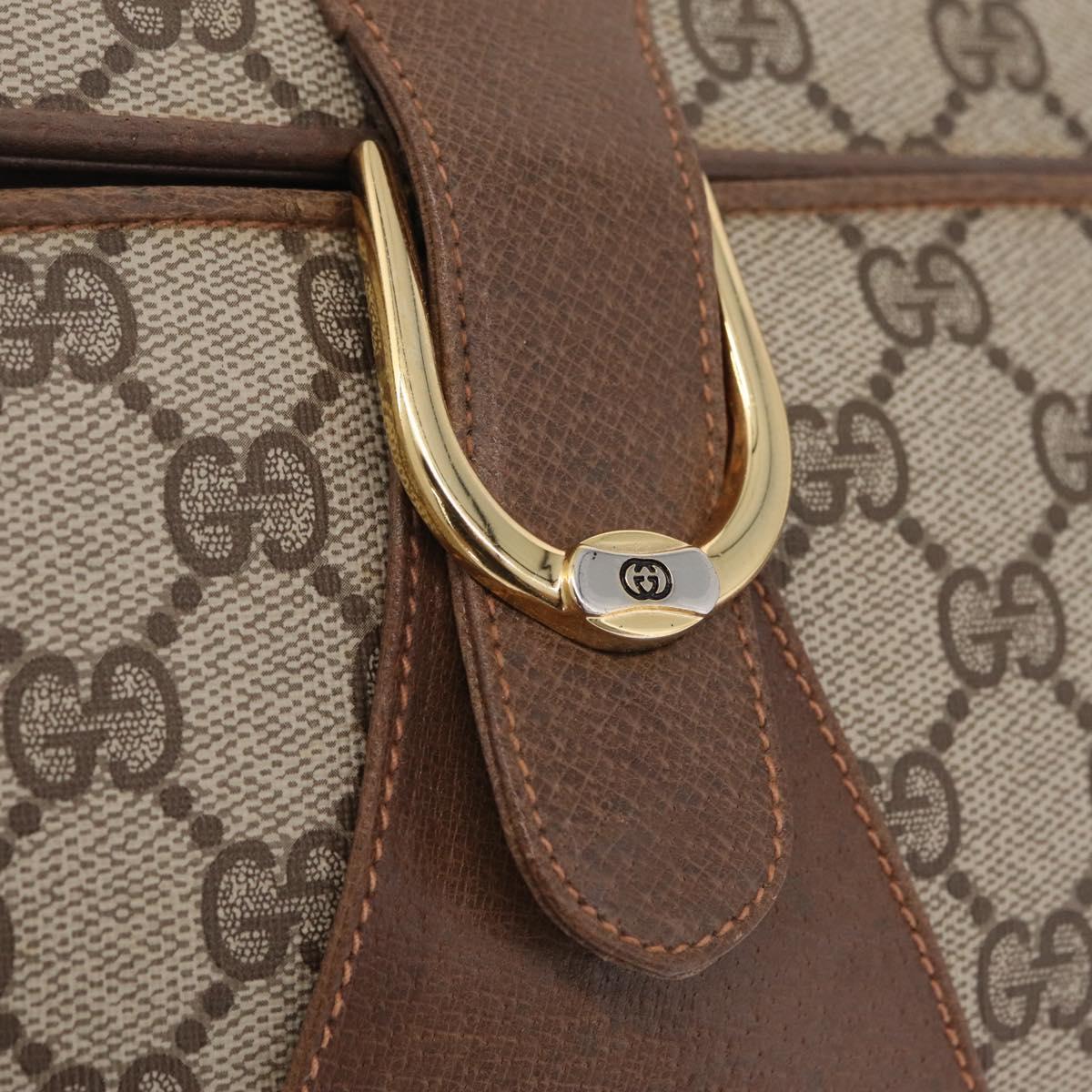 GUCCI GG Supreme Shoulder Bag PVC Beige Gold Auth BA16738