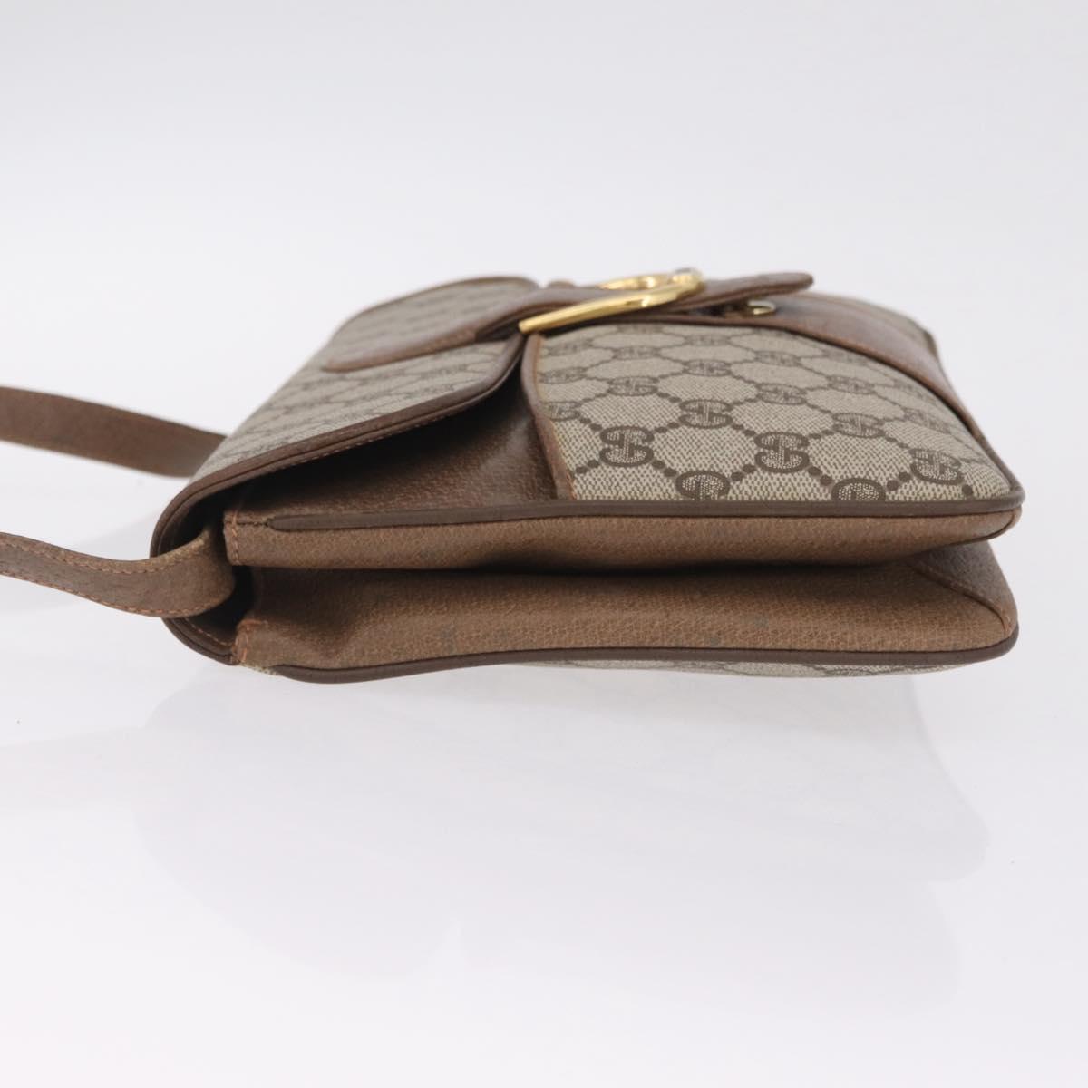 GUCCI GG Supreme Shoulder Bag PVC Beige Gold Auth BA16738