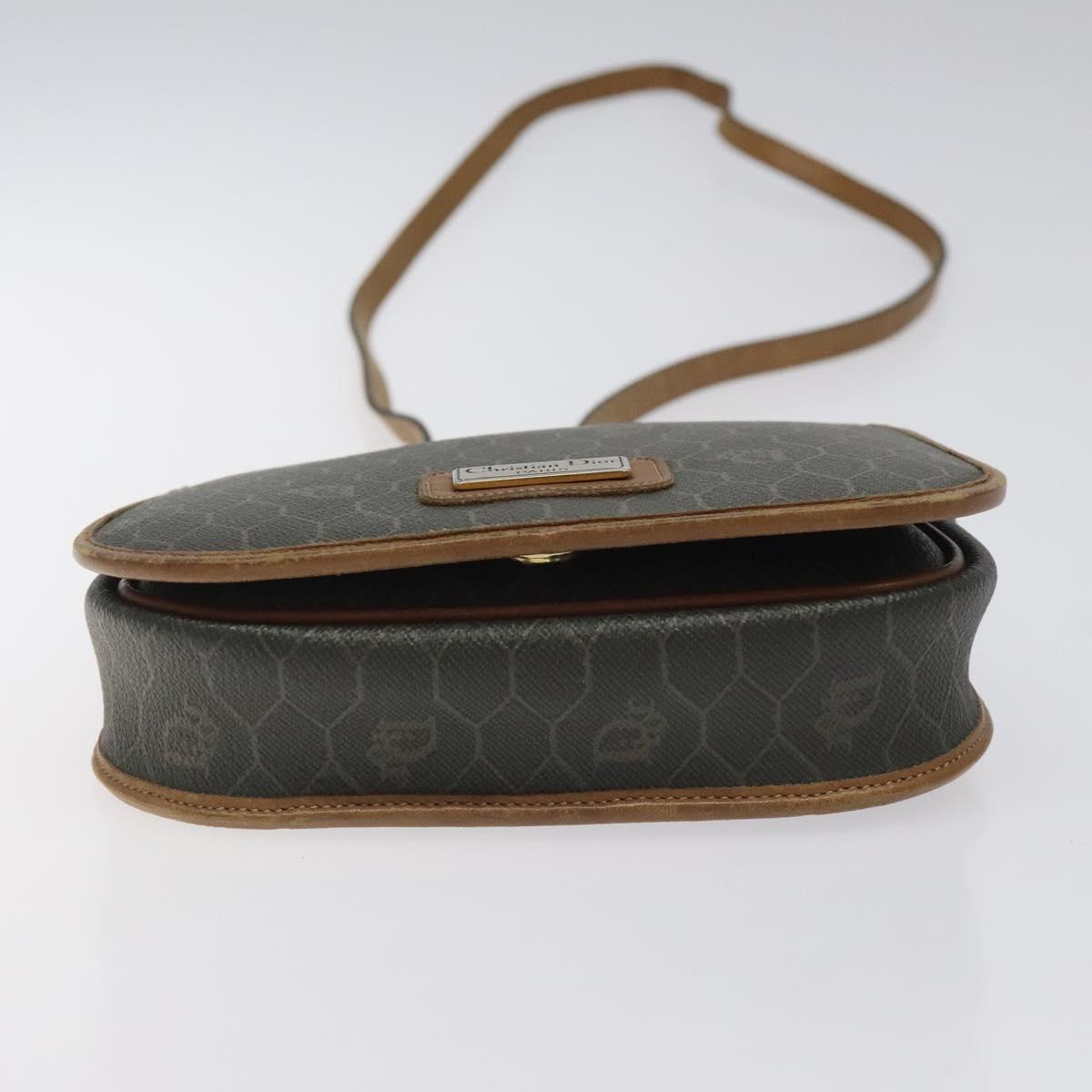 Christian Dior Honeycomb Canvas Shoulder Bag PVC Khaki Auth BA1674