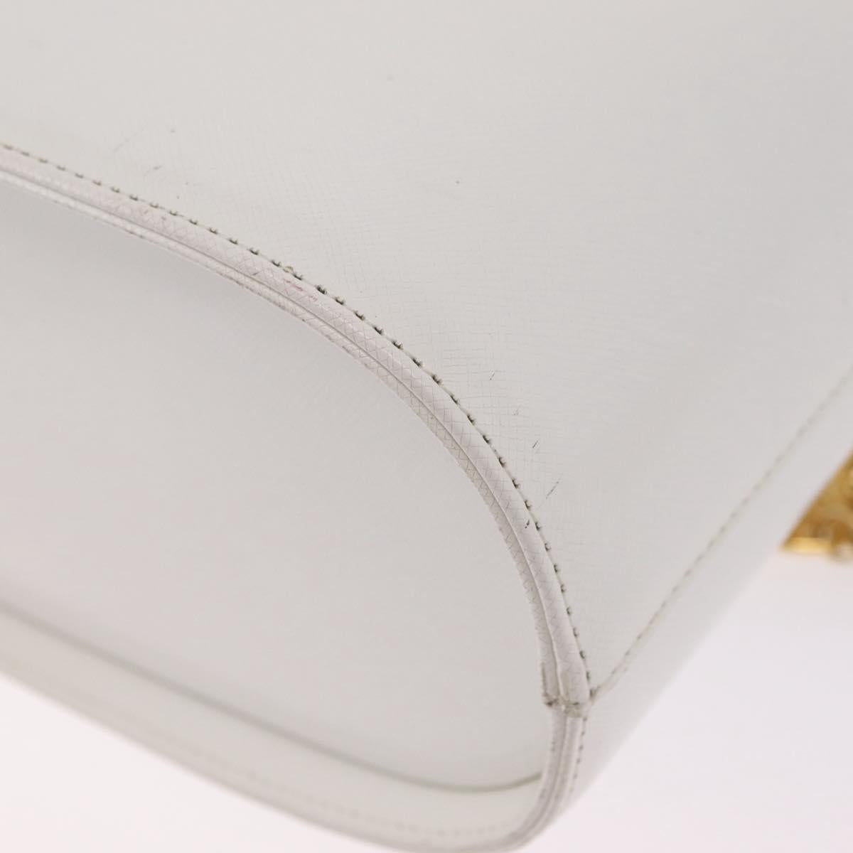 Gianni Versace Vanity Hand Bag Leather 2way White Gold Auth BA16741A