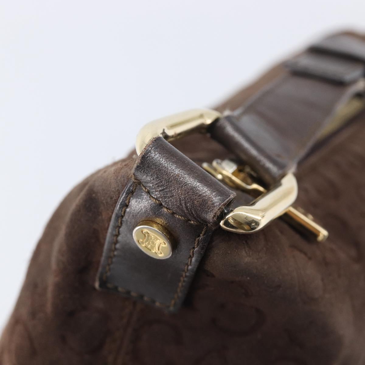 CELINE C Macadam Canvas Shoulder Bag Suede Brown Gold Auth BA16764