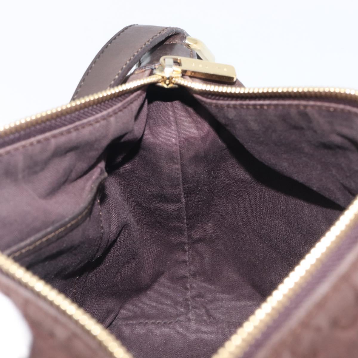 CELINE C Macadam Canvas Shoulder Bag Suede Brown Gold Auth BA16764