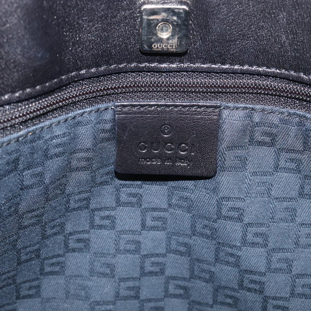 GUCCI Hand Bag Leather Black Silver 73983 Auth BA16769