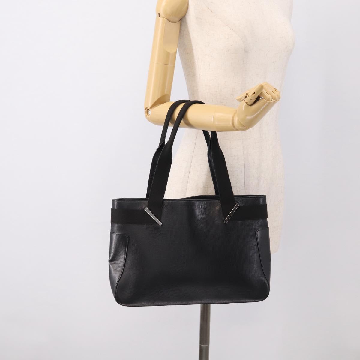GUCCI Hand Bag Leather Black Silver 73983 Auth BA16769