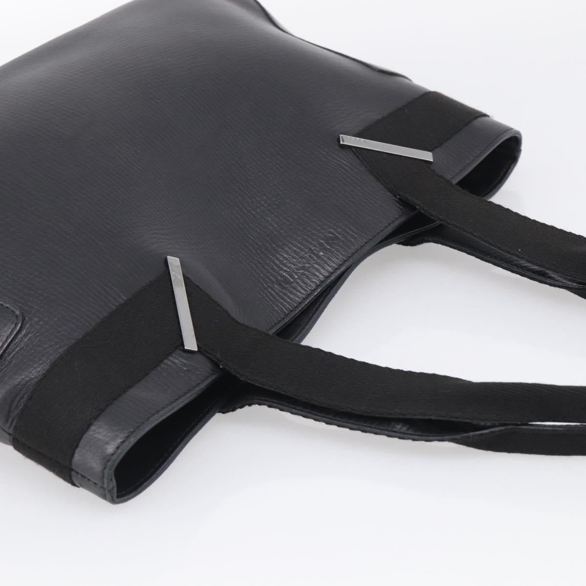 GUCCI Hand Bag Leather Black Silver 73983 Auth BA16769