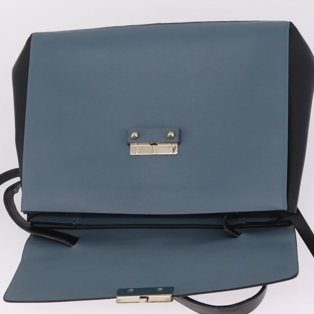Valentino Hand Bag Leather 2way Gray Gold Tone Auth BA16776A