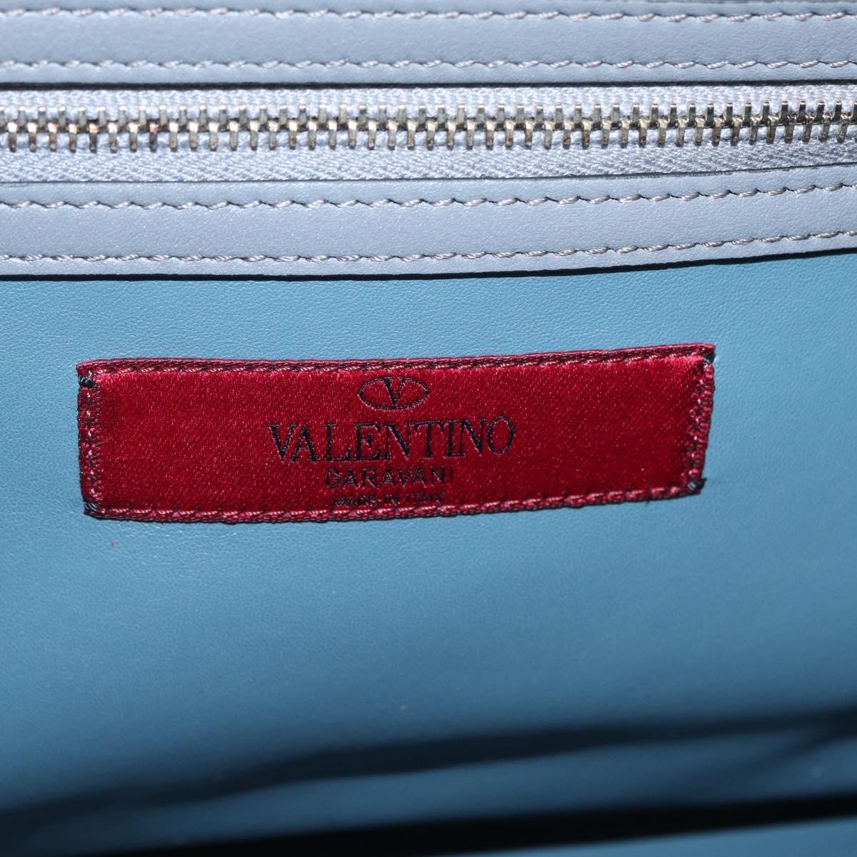 Valentino Hand Bag Leather 2way Gray Gold Tone Auth BA16776A