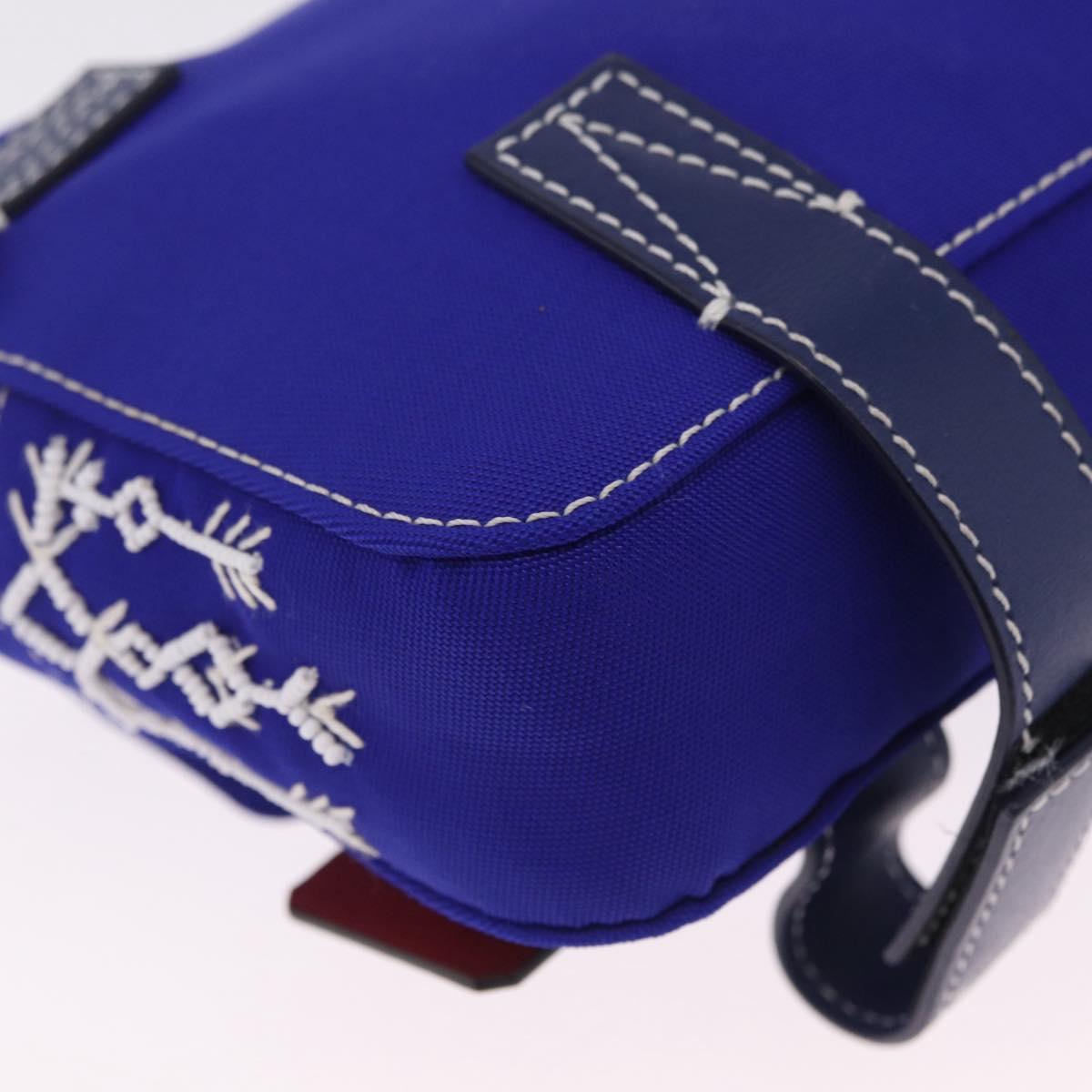 Valentino Shoulder Bag Canvas Blue Silver Auth BA16778V