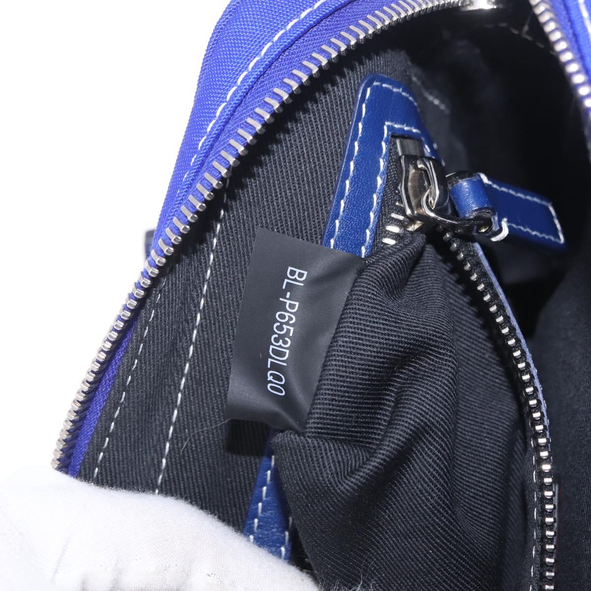 Valentino Shoulder Bag Canvas Blue Silver Auth BA16778V