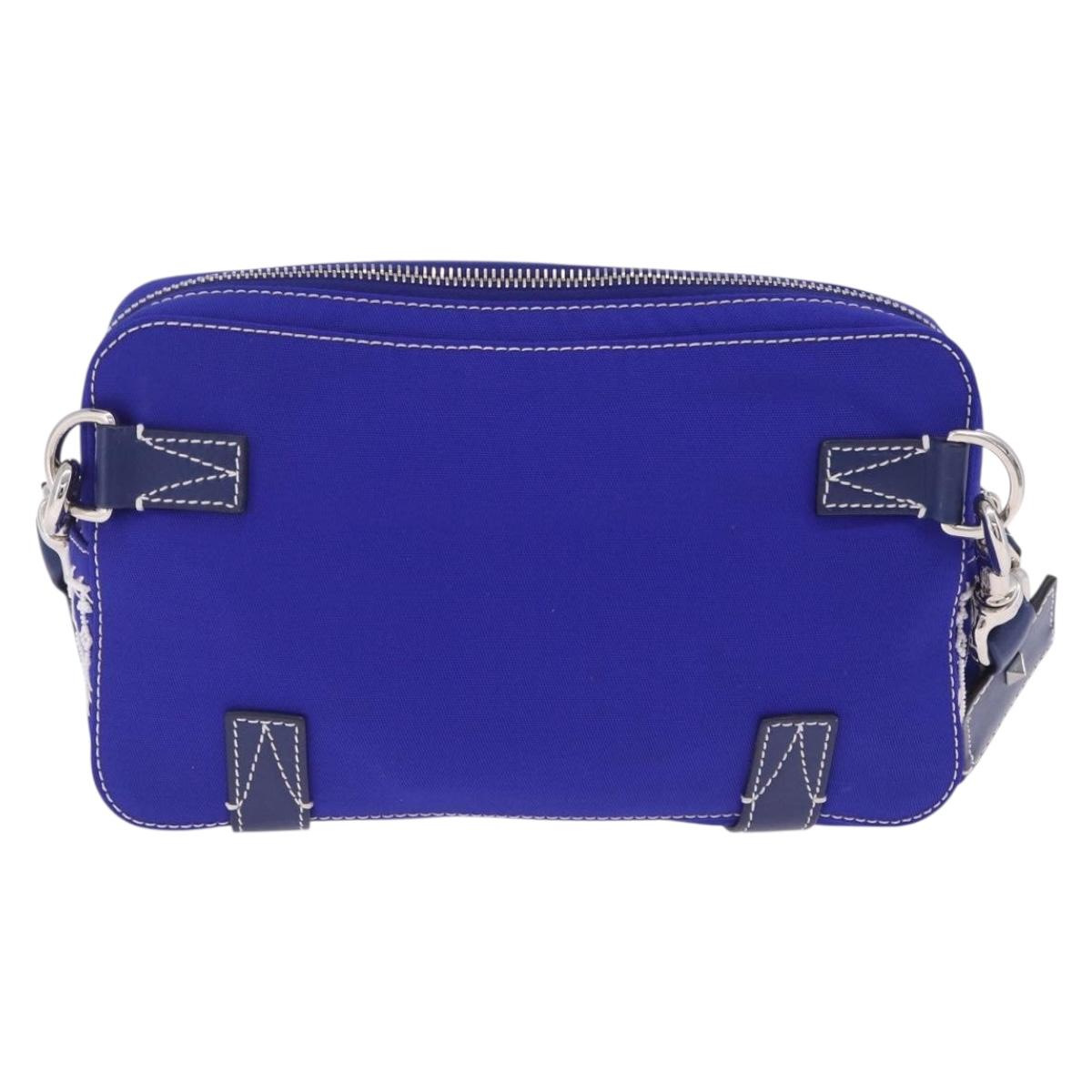 Valentino Shoulder Bag Canvas Blue Silver Auth BA16778V