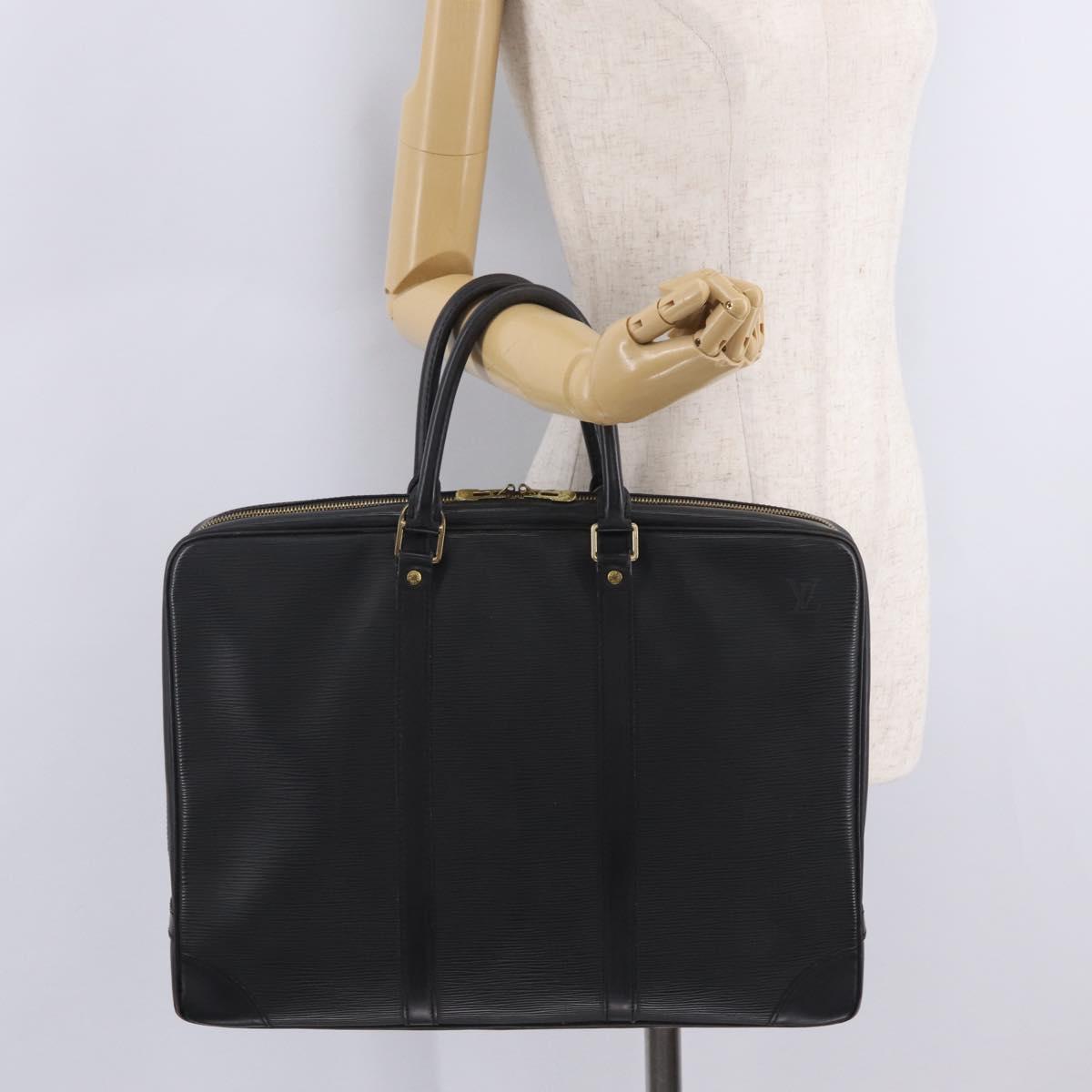LOUIS VUITTON Epi Porte Documents Voyage Business Bag Black M54472 Auth BA16779
